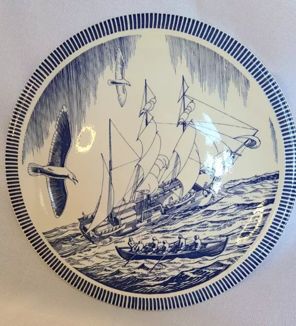 Rockwell Kent Vernon Kilns 16 1/2" Blue Moby Dick Platter