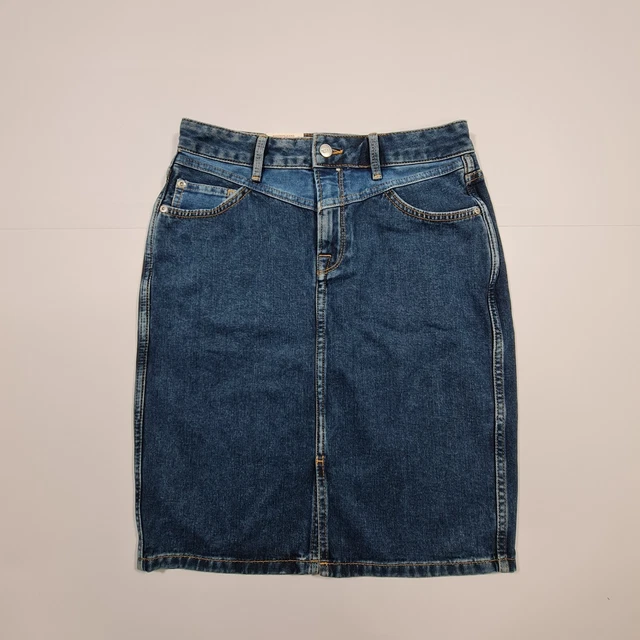 Pepe Jeans Womens Denim Skirt Blue Large Regular Mid Waist Cotton