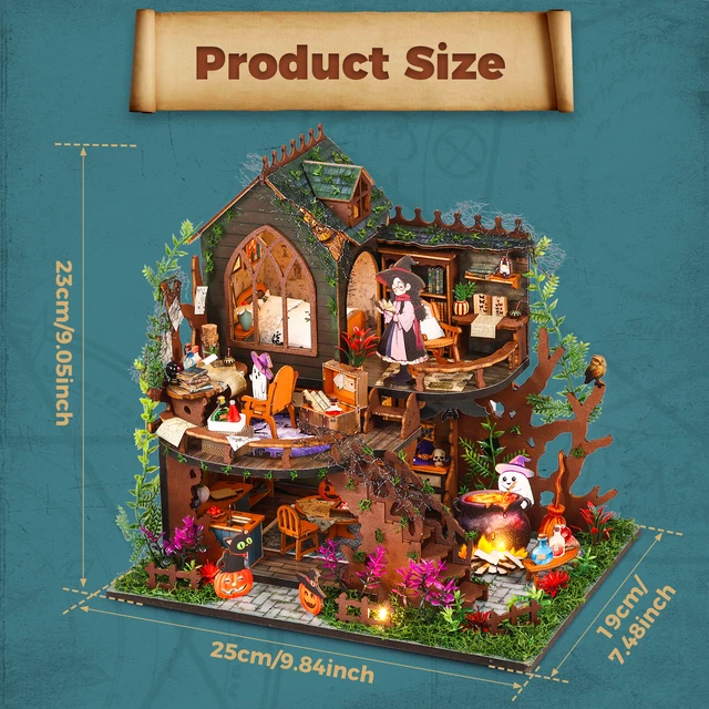 DIY MINIATURE DOLLHOUSE Kit Wooden Magic Cabin Making Kit with LED