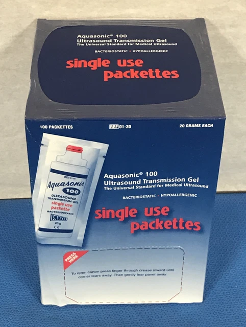 Parker 01-20 Aquasonic 100 Ultrasound Transmission Gel, 20 g - box of 100
