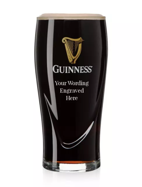 Personalised Half Pint Guinness Gravity Beer Glass with Gold Harp Engraved Gift