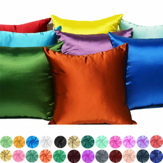 Cushion Cover Pillow Case Throw 18x18 Soft Decorative Solid Satin Pillow Shams