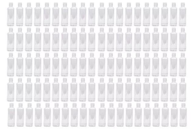 100 BULK - 100ML Empty Plastic Bottles+Flip Lids for Hand Gels & Lotion Travel