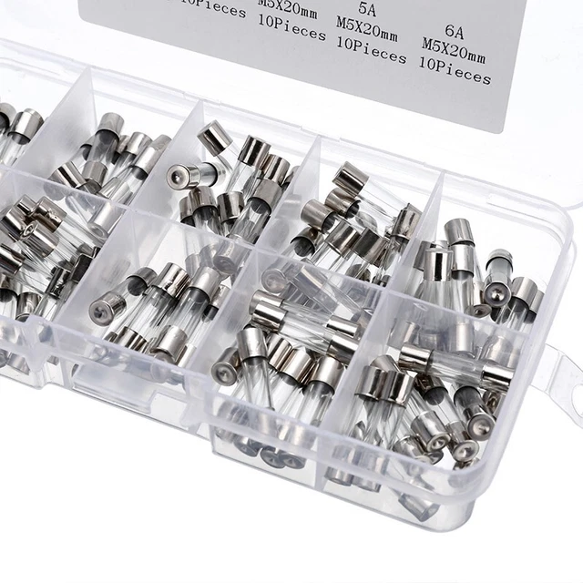 Kit 100 pi��ces fusibles verre 5 x 20 mm soufflage rapide 250 V ��lectrique avec