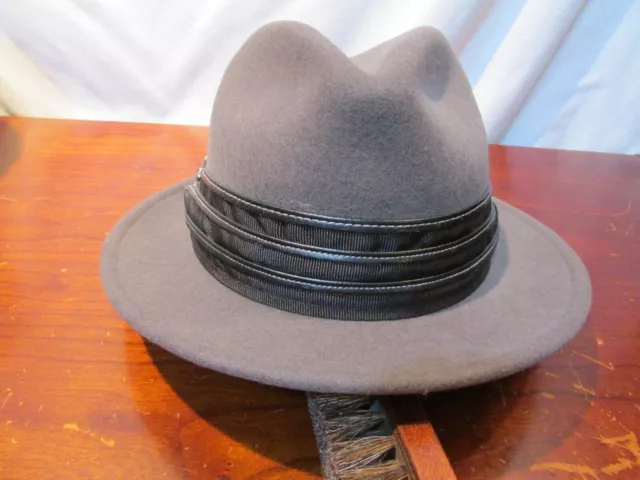 Carlos Santana Gray Color Wool Material Fedora Hat Size 7 3/4 3