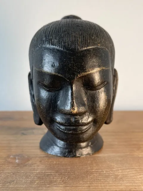 19th Century Bronze Buddha Head, South East Asian Buddhist Statue