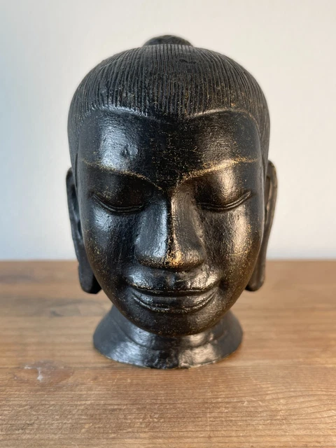 19th Century Bronze Buddha Head, South East Asian Buddhist Statue