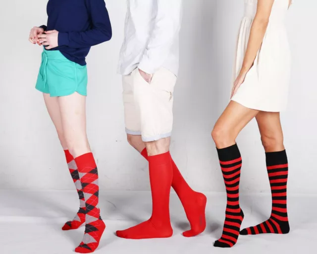 Mysocks Unisexe Hauteur Genou Argile, Uni, Rayure Modèle Combinaison 3 Paire