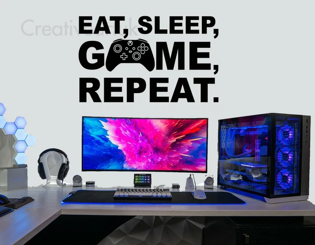 Adesivi da parete Eat Sleep Game Ripeti giochi XBOX SX decalcomanie da parete arte gioco XBOX