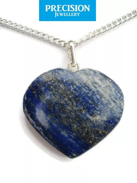 Natural Lapis Lazuli Heart Shaped Gemstone Jewellery Crystal Pendant Necklace