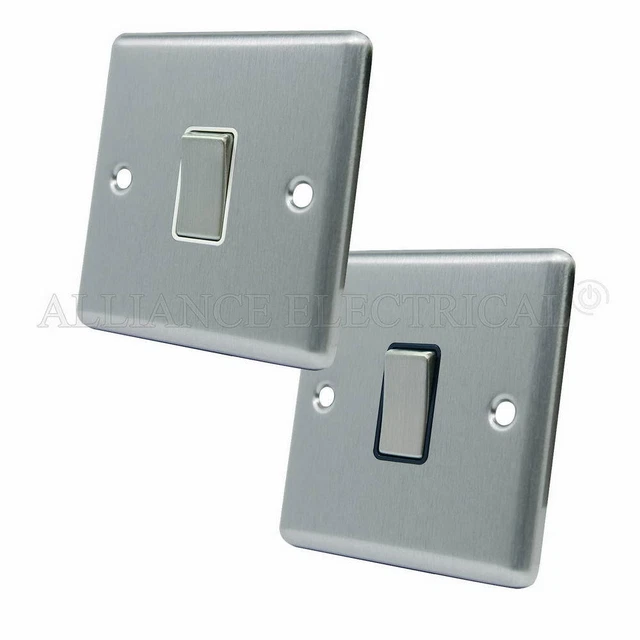 Brushed Satin Chrome Classical 1 Gang Switch - 10 Amp Single 2 Way Light Switch