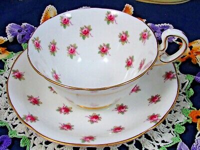 Aynsley Little Pink Roses Bone China Low Doris Style Tea Cup And Saucer