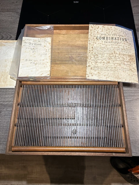 Antike amerikanische Kombination Plissee & Kilter Maschine c1880 Papierkram USA SELTEN