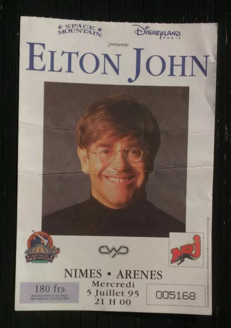 ticket billet used stub place concert ELTON JOHN 1995 Nimes FRANCE