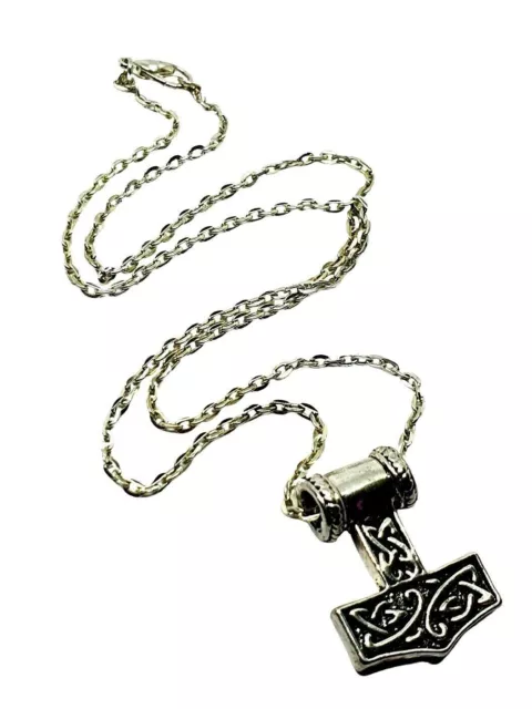 Thors Hammer Pendentif Asgard Viking Mjolnir 18" Chaîne Collier Bijoux Norse