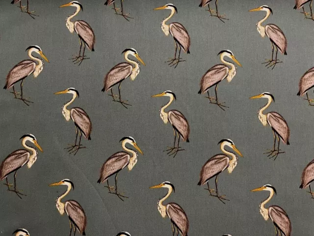 Herons Green Linen Cotton Fabric Curtain Blind Upholstery