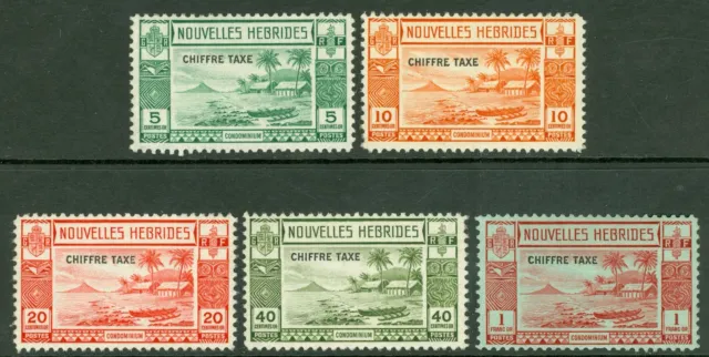 SG FD65-69 New Hebrides set of 5. 10c very lightly hinged. Others unmounted...