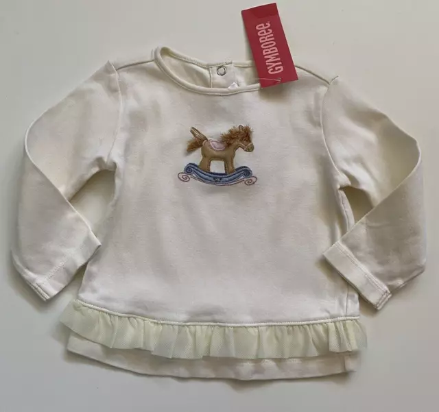 Gymboree La Belle Epoque Rocking Horse Top Long Sleeve Ivory Size 12-18 M NWT