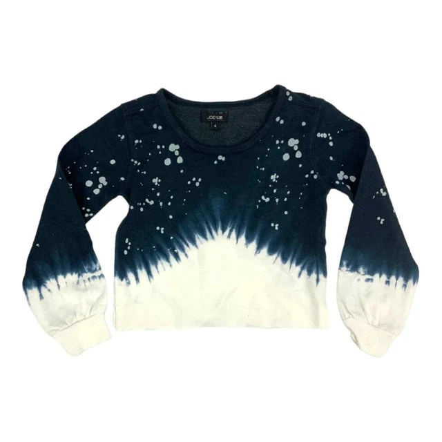 Joe's Jeans Knit Navy Blue Tie Dye Pullover Raw Hem Sweatshirt Size 4 NWOT