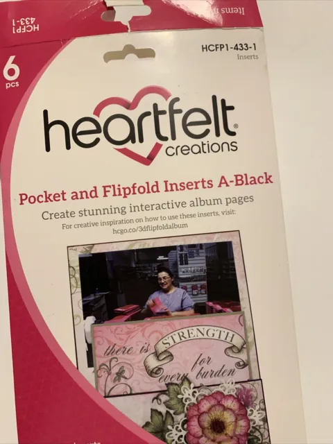 Libro de recortes Heartfelt Creations Pocket Flipfold Inserts A-Negro parcial (7) PC