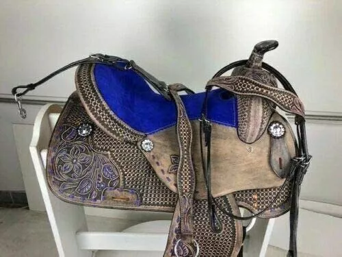 Western-Ledersattel Barrel Horse Tack Racing Handmade Pleasure