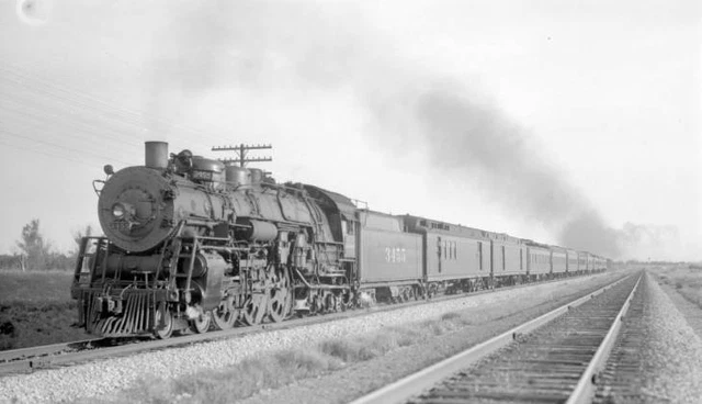 AT&SF SANTA FE Railroad locomotive engine No. 3455 type 4-6-4 OLD TRAIN ...
