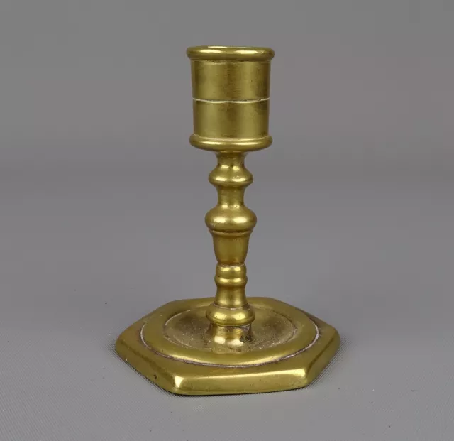 Antique Early Small Brass Taperstick - Candlestick c 1650 - 1700. 2.8” tall.