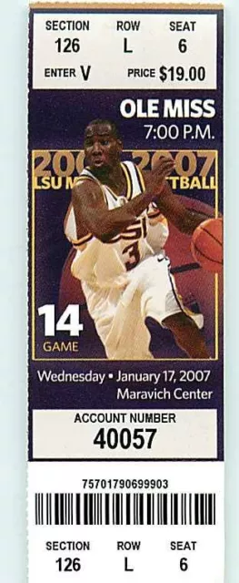 Ticket College Basketball Ole Miss 2006 - 07  1.17 - LSU Tigers