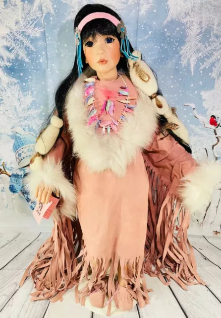 Indian Princess Porcelain Doll by Artist Cheryl #3 Signed 31" Rare!