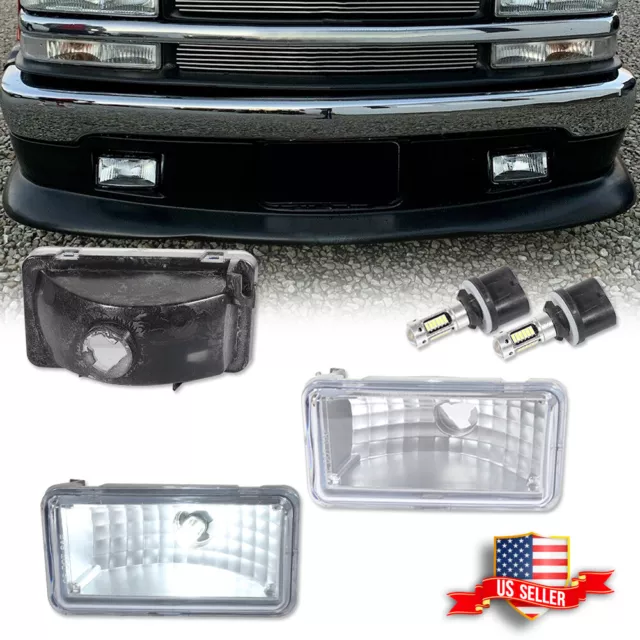 For 98-04 Chevy S10 Pickup Blazer Clear Lens LED Front Bumper Driving Fog Lights