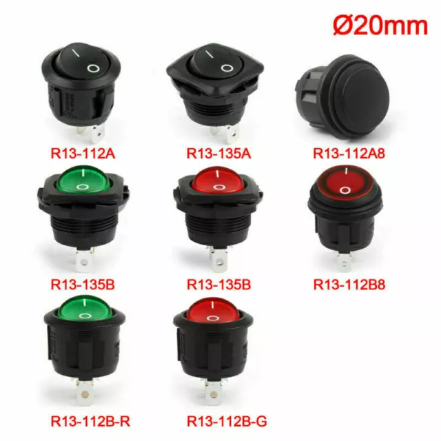 SCI 20mm 24mm LED Round Rocker Switch ON/OFF IP65 Screw for Car/Boat RoHS  UK 2