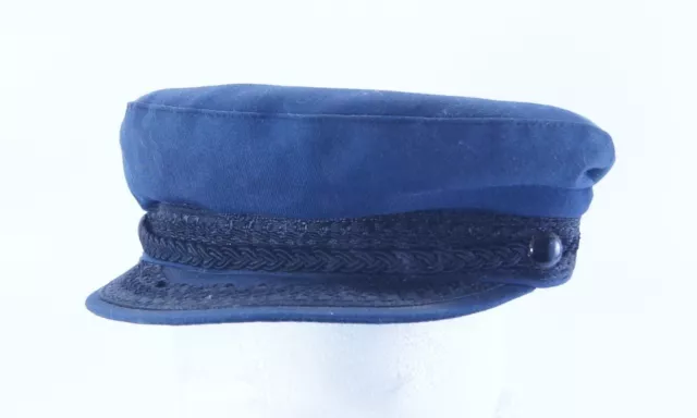 VINTAGE GREEK FISHERMAN’S Cap Hat Sailor Navy Blue Mens Size 7 7 7/8 ...