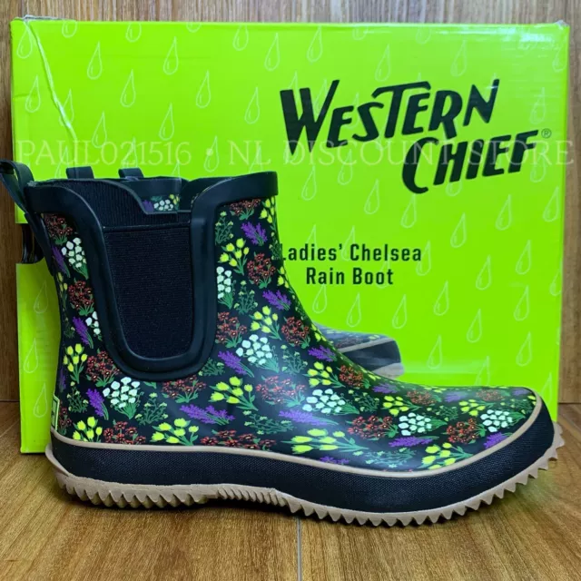 WESTERN CHIEF Women's Chelsea Waterproof Rain Boots ~ Black ~ Sizes 6 7 8 10