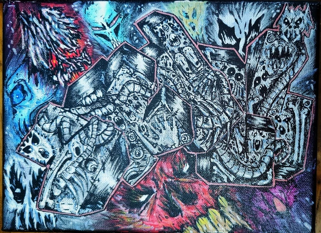 Quadro, Acrilico Su Tela. TITOLO: Wanderer Skulls