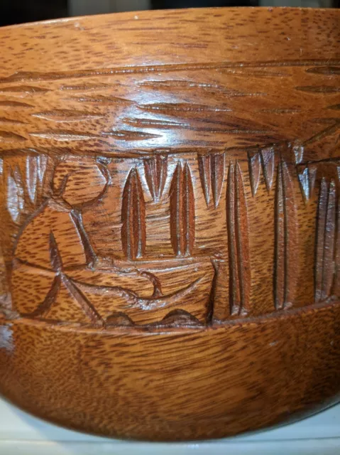 Vintage 9" hand carved, wooden salad bowl from the Philippines Pre- Owned