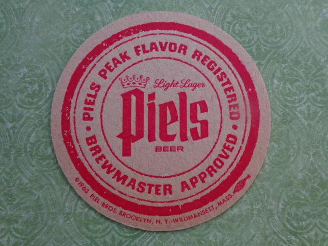 Vintage Beer Pub Coaster PIEL'S BROS Brewery Light Lager ~ Brooklyn, NEW YORK