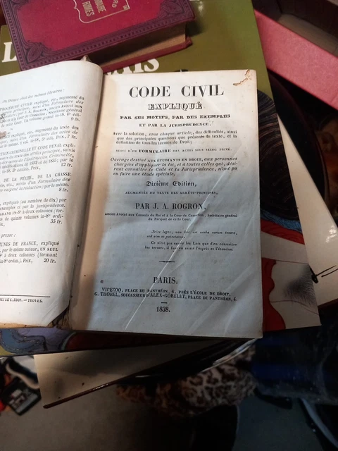 RARE - LE Code Civil Explique - J.a. Rogron - 1838 EUR 30,00 - PicClick FR