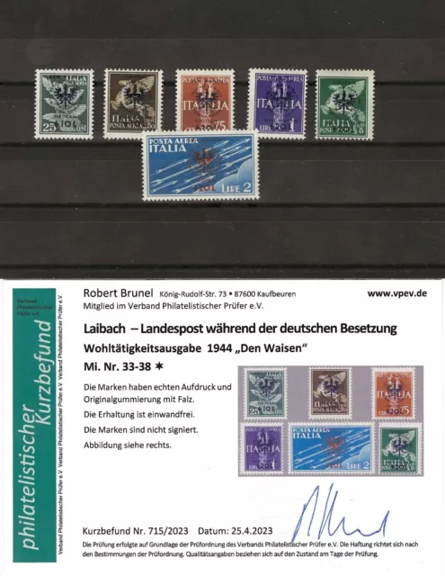 Laibach 33-38; */MH; Fotobefund Brunel; Michel '20 € 180,-