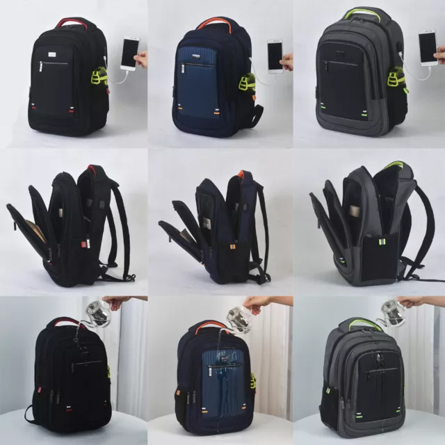 Men Boys Laptop Backpack USB Waterproof Large Rucksack Travel School Bag UK FAST