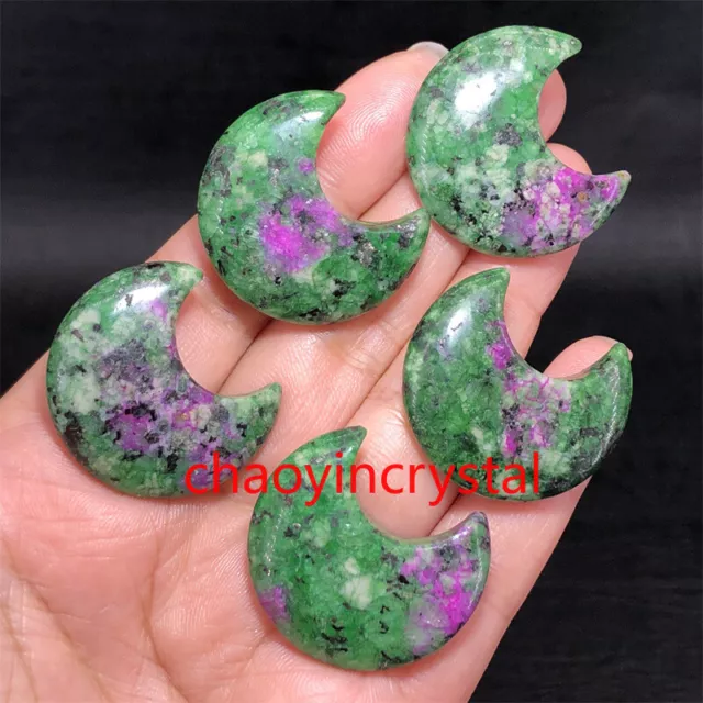 5pcs Natural zoisite crescent skull pendant quartz crystal moon reiki healing