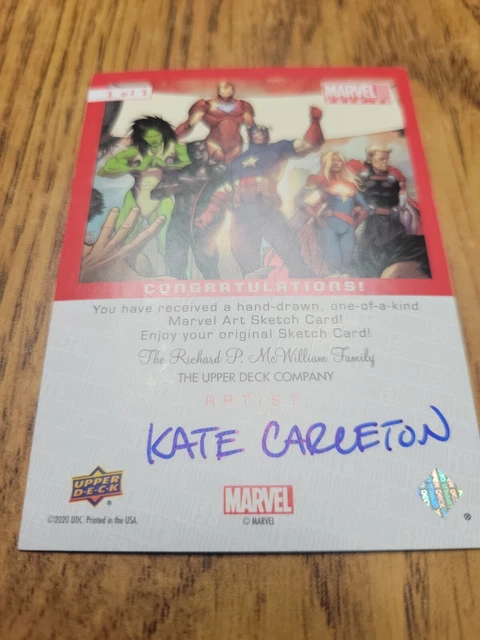 2019-20 Marvel Annual Groot Sketch Card Kate Carleton Artist Auto 1 of 1 4
