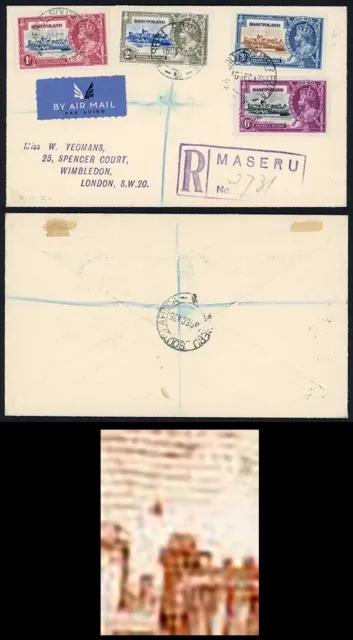 Basutoland SG13g 1935 Silver Jubilee 3d Dot to left of Chapel on Cover