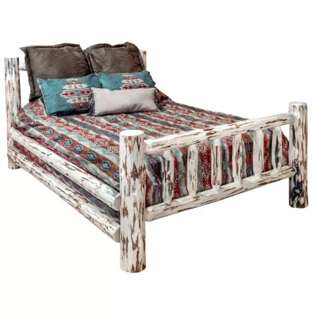 LOG Bed King Size Amish Made Beds Rustic Lodge Cabin Style Furniture