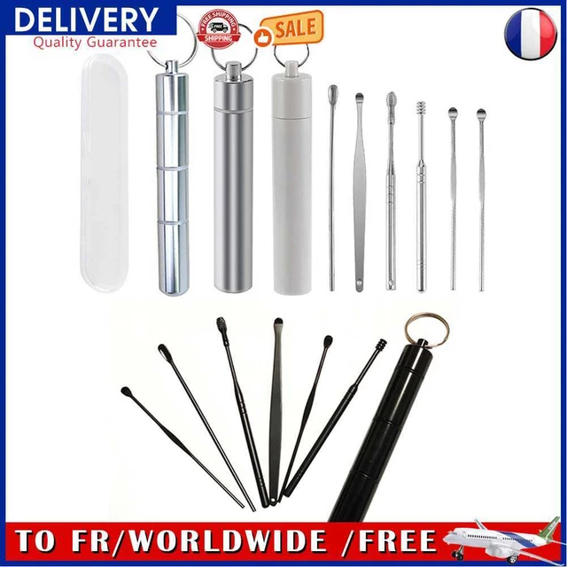 6pcs Stainless Steel Ear Pick Cleaner Spoon Ear Cleaning Tools Ear Care Box
