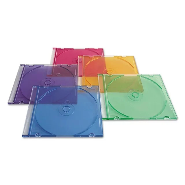 Verbatim CD/DVD Slim Case, Assorted Colors, 50/Pack (VER94178)