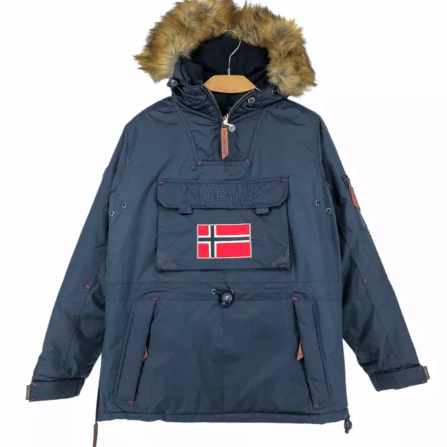 Geographical Norway Uomo Corporate Navy Giacca a Vento Cappotto Parka Taglia M