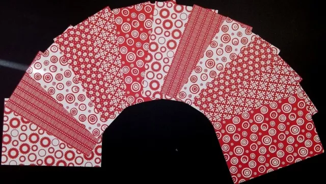 MONO RED & WHITE - 12 Scrapbooking/Cardmaking Papers  - 15cm x 10cm  (6" x 4")