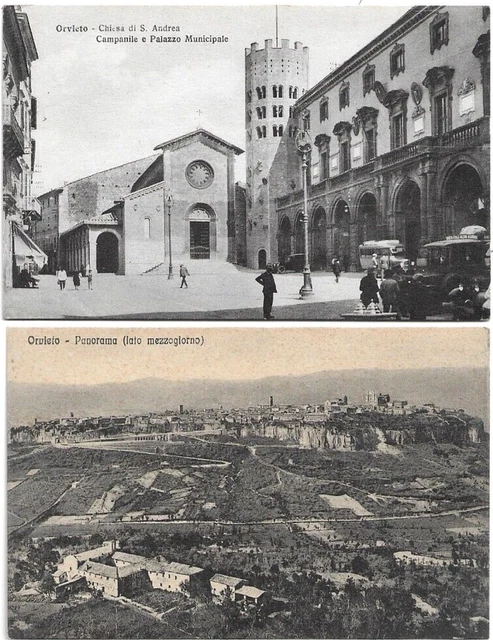 CARTOLINA DI ORVIETO ,CHIESA DI S.ANDREA E PANORAMA non viaggiate ANNI'30 Ed.STA