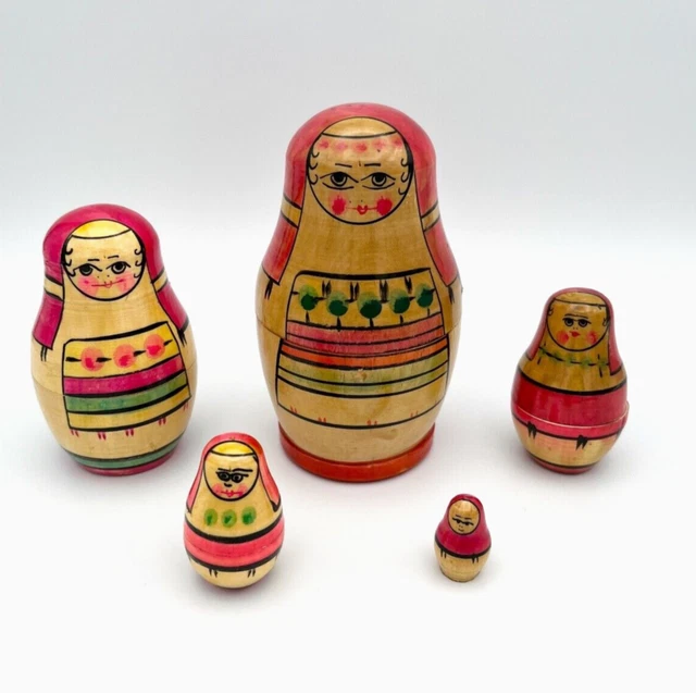Vintage Matroschka 5er Set Russische Holzpuppen Babuschka UDSSR Puppen RAR #506