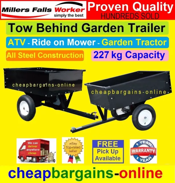 Steel Garden Trailer Ride On Mower Trailer Tow Behind Trailer Pneumatic Wheels